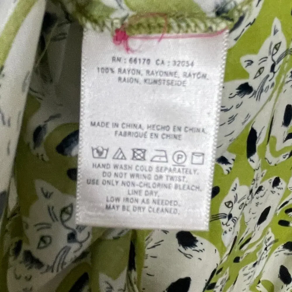 52 Conversations by Anthropologie Colloquial Cat Print Shirt Size 2 - Picture 9 of 9